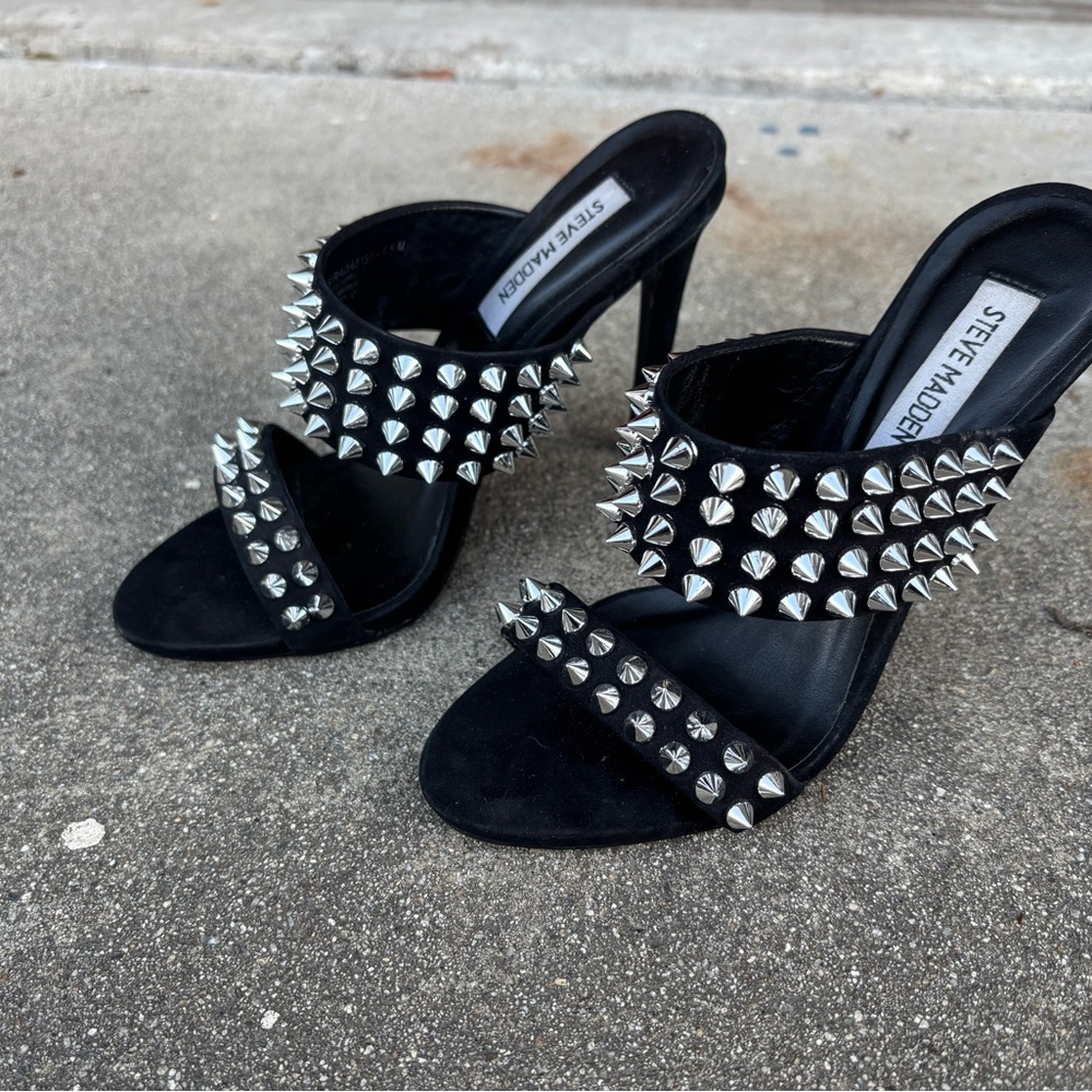 Steve Madden Black Heels with Silver Studs